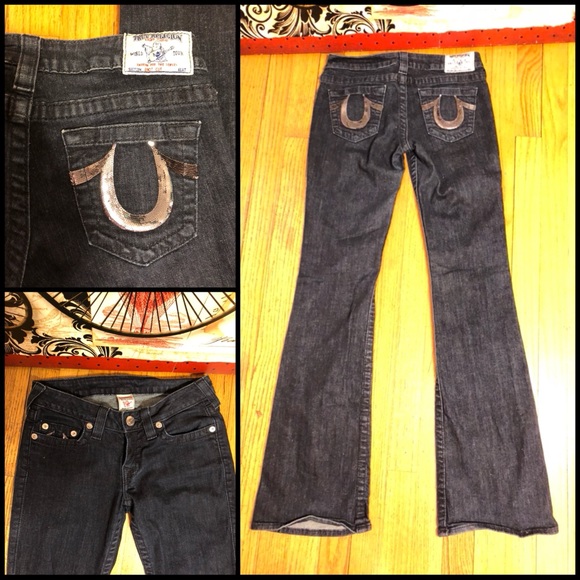 SZ 27-TRUE RELIGION DARK WASH BOOTCUT JEANS-32”ins - Picture 4 of 8